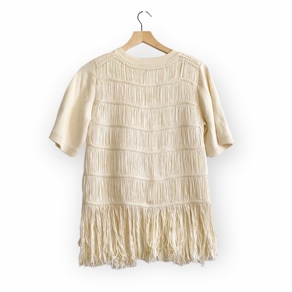 NWT Jonathan Simkhai  Delphine Macrame Knit Sweater, Ivory, Size S - Picture 3 of 16
